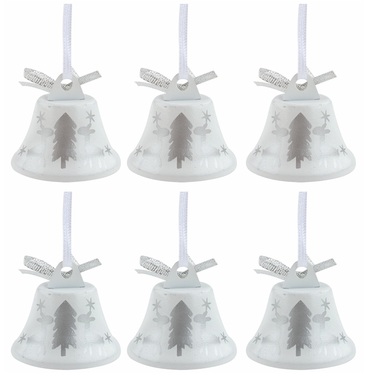Biele závesné zvončeky s lesíkom 4,5 cm, 6 ks