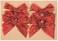 5921 Mašle sametová červená třpytivá 10 cm, 6 ks -1