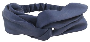 Čelenka elastická saténová s uzlom, tmavo modrá
