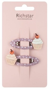 Sponky o vlasov - tortičky s glitrami 5,5 x 3 x 0,5 cm, 2 ks