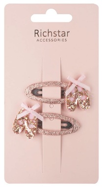 Sponky do vlasov - tanečné topánočky s glitrami 5,5 x 3 x 0,5 cm, 2 ks