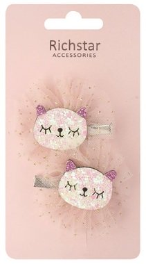 Sponky do vlasov s mačičkami s glitrami 6 x 5,5 x 1 cm, 2 ks