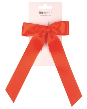 Mašľa do vlasov na sponke červená 11,5 x 3,5 cm + 18 cm stuha