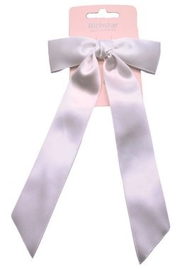 Mašľa do vlasov na sponke biela 11,5 x 3,5 cm + 18 cm stuha