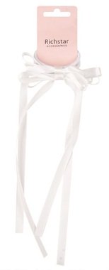 Mašľa do vlasov na gumičke biela 10,5 x 1 cm + 24 cm stuha, 2 ks