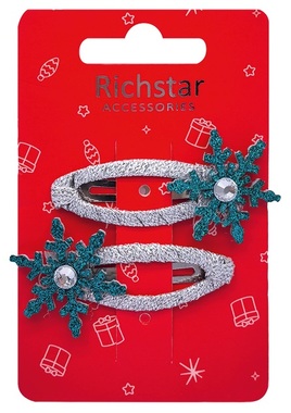 Sponky do vlasov vločky s glitrami 6 x 3,5 x 0,3 cm, 2 ks