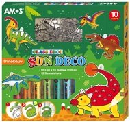 6423 Barvy na sklo sada 10 barev 10,5 ml + 12 skl&iacute;ček DINOSAURUS-1