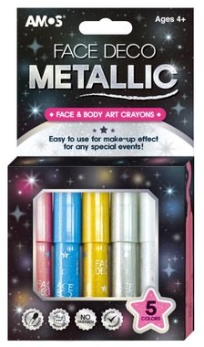 Metalické farby na tvár - sada 5 farieb po 3,8 g