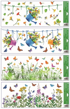 Okenná fólia pruh Kvety 22,5 x 60 cm