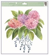 Okenná fólia – Ružový kvet s listami
