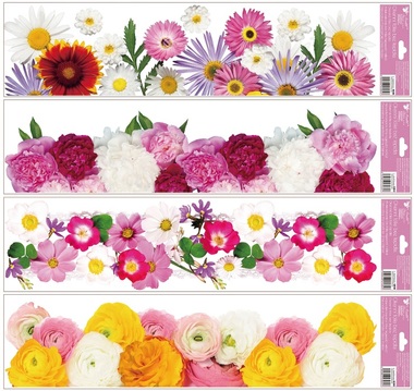 Okenné fólie pruh Kvety 64 x 15 cm