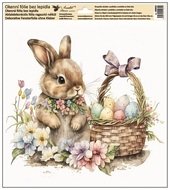 Okenná fólia – Zajačik vedľa košíka s vajíčkami