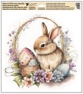 Okenná fólia – Zajačik pri košíku s farebnými vajíčkami