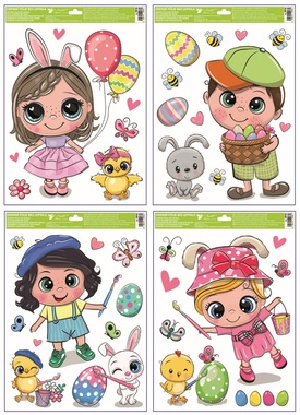 Okenné fólie s glitrami Veľkonočné radovánky 30 x 42 cm