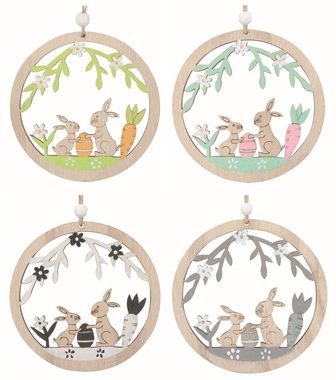 Veľkonočná dekorácia Zajac v kruhu zo dreva 10 × 10 × 0,5 cm, na zavesenie