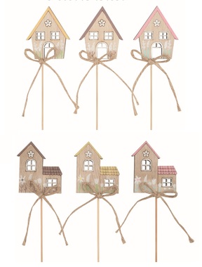 Domček drevený 5 x 6 x 0,5 cm + špajle