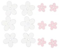 7530 Kytky dřevěn&eacute; růžov&eacute; a b&iacute;l&eacute;, mix velikost&iacute; 12 ks-2