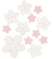 7530 Kytky dřevěn&eacute; růžov&eacute; a b&iacute;l&eacute;, mix velikost&iacute; 12 ks-1