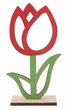 Kvetina červená drevená 7 x 13,5 x 3 cm na postavenie