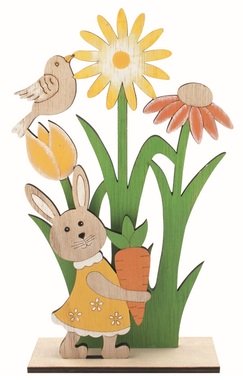 Dekorácia zajačice s mrkvou 12,5 x 20,5 x 4,5 cm na postavenie