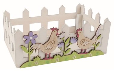 Ohrádka drevená Sliepka biela 16 x 6,5 x 10 cm