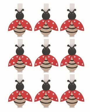 Lienka drevená 3 x 3,5 x 0,3 cm na kolíčku, 6 ks v sáčku