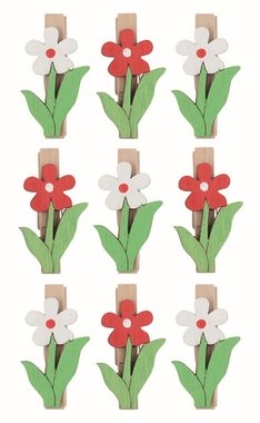 Kvietka drevená 3,5 x 2,5 x 0,3 cm na kolíčku, 9 ks v sáčku