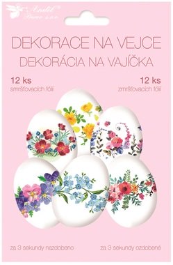 Zmršťovacie lošielky na vajíčka, kvetiny 12 ks