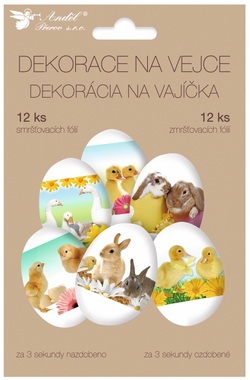 Zmšťovacie dekorácie na vajce živé zvieratká, 12 ks v balení