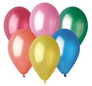 Balóniky metalické, 26 cm, 100 kusov vo vrecku, mix farieb