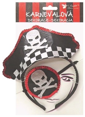Čelenka s trblietkami Pirát s páskou cez oko