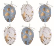 9302 Velikonočn&iacute; vejce plastov&aacute; se zlat&yacute;m dekorem 6 cm na zavě&scaron;en&iacute;, 6 ks v s&aacute;čku-1