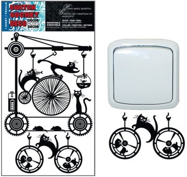 Obtlačok siluety kolies s mačkami 24 x 15 cm