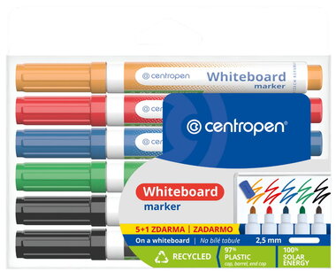 Stierateľný popisovač Whiteboard Marker 6 ks, CENTROPEN