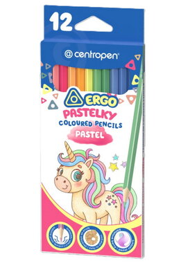 Pastelky pastelové školské ERGO 12 ks, Centropen