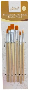 Sada školských štetcov 6 ks, mix veľkostí, 3x ploché, 3x okrúhle