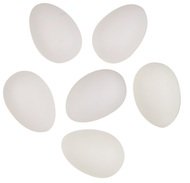 Biele plastové vajíčka na dozdobenie 6 ks, 8 cm